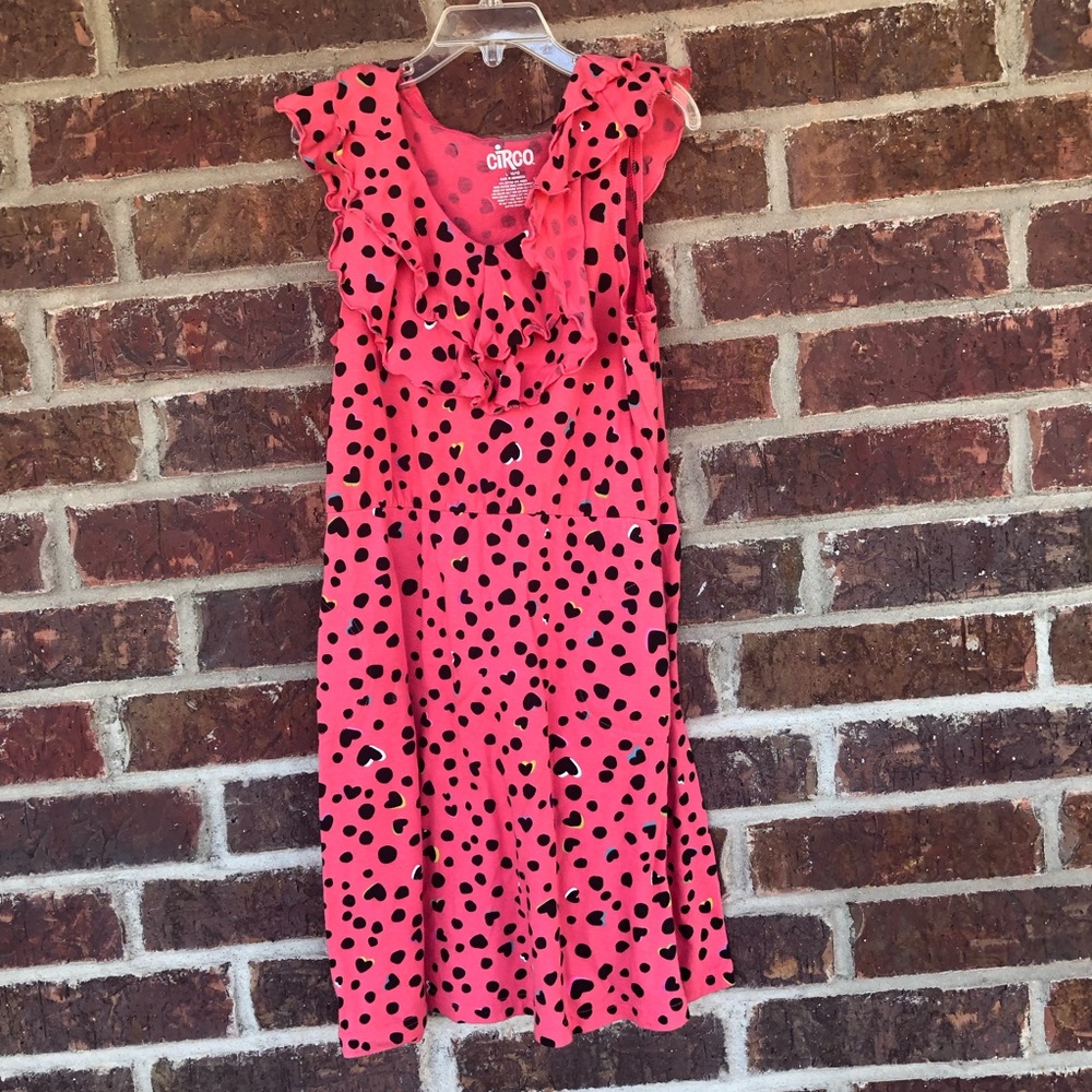 Little Girl’s Circo Heart Dress With Pockets Size Large 10-12